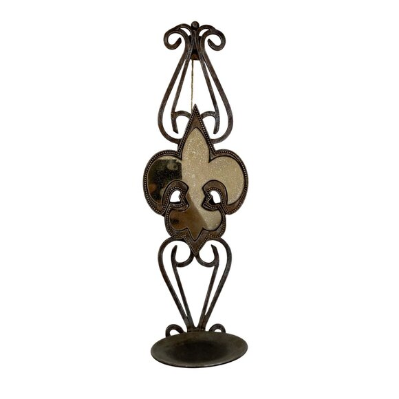 Bombay Company Fleur De Lis Metal And Mirror Candle Wall Sconce - Picture 1 of 6